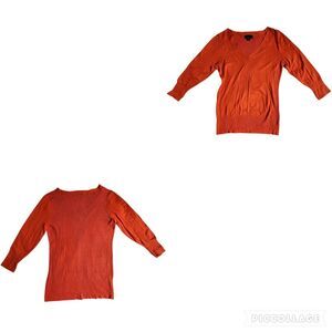 Attention Burnt Orange V Neck Ribbed Long Sleeve Pullover Sweater Sz XL